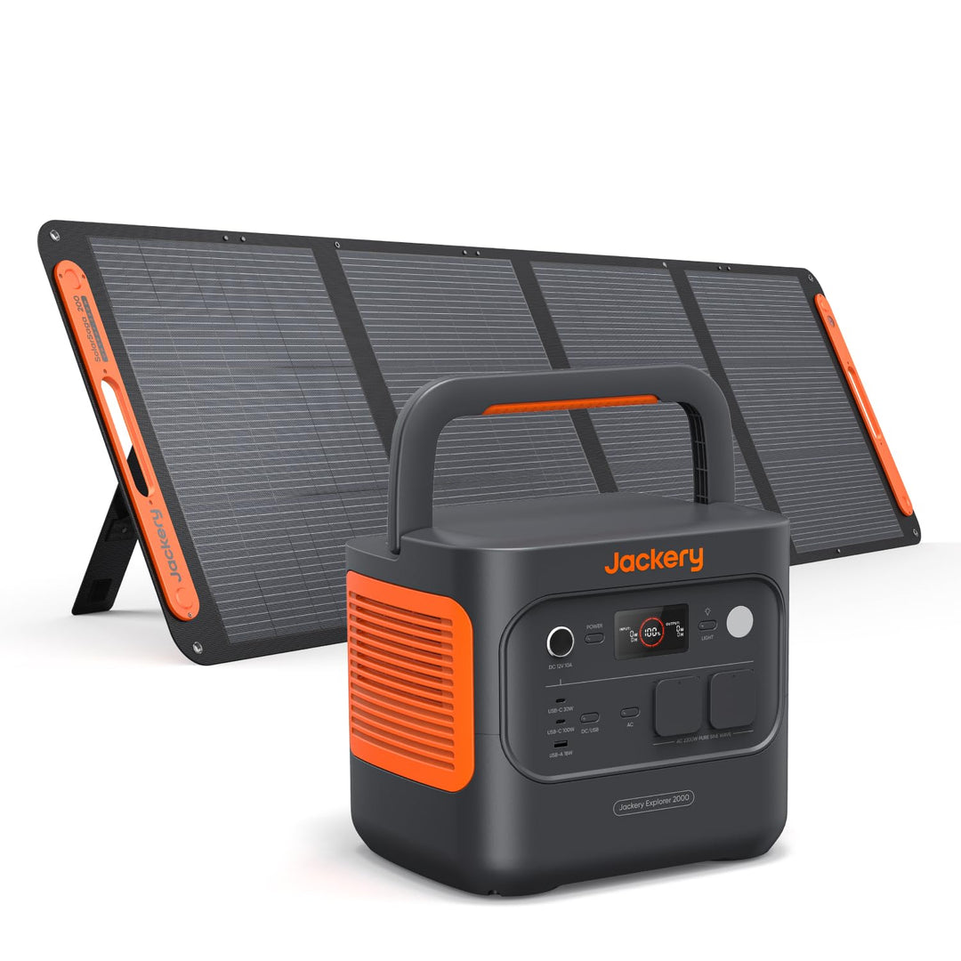 Jackery 2000 v2 Tragbare Powerstation mit 200W Solarpanel, 2042Wh Solargenerator mit 2200W Ausgang,