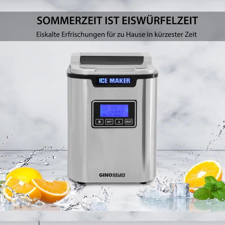 Syntrox Edelstahl Eiswürfelmaschine Silonax (LCD Display), Eiswürfelautomat, Eiswürfel in Minuten, E