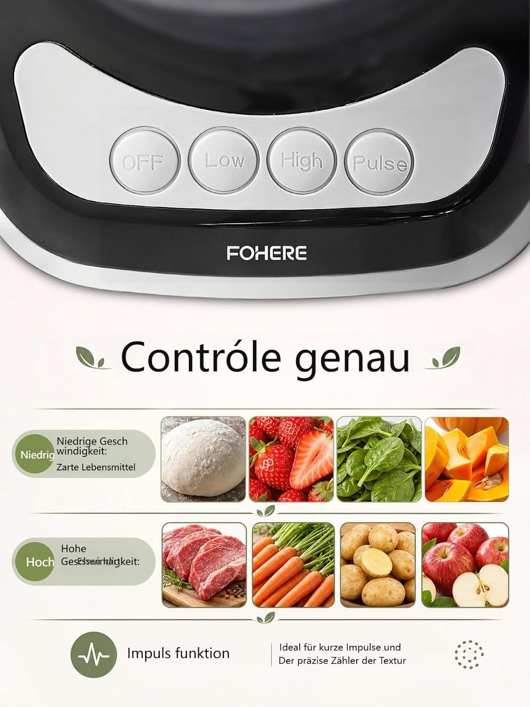 Food Processor 2.3L, Küchenmaschine, 2-in-1 Futterrutsche, 3 Geschwindigkeiten, All-in-One: Hacken,