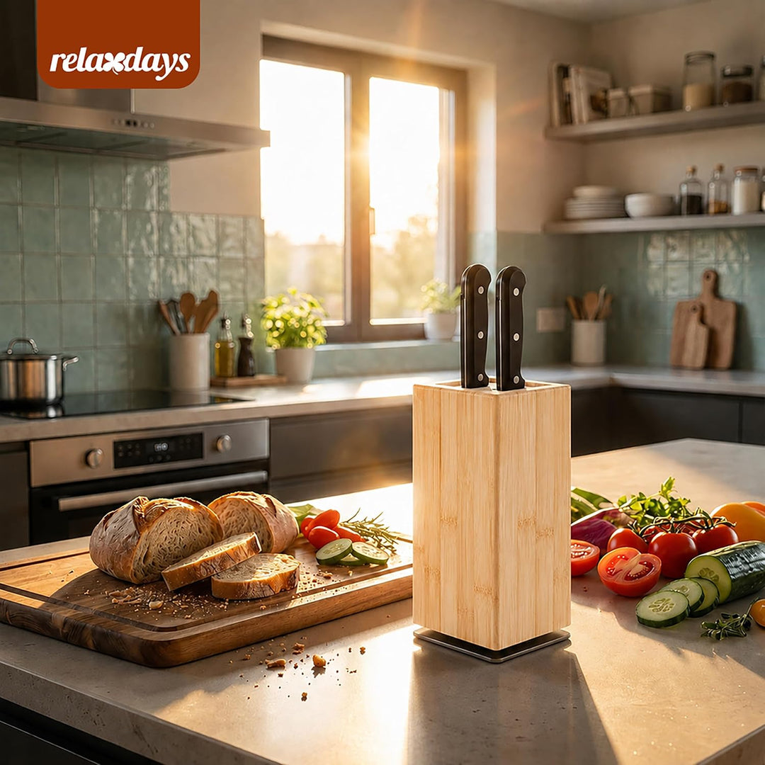 Relaxdays Messerblock magnetisch, Borsteneinsatz, natur