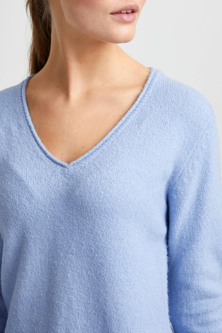 OXMO OXIda Damen Strickkleid Feinstrickkleid Kleid, Brunnera Blue Melange (1639221)