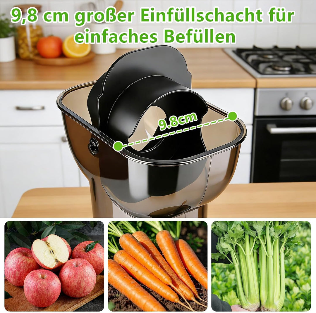 Entsafter Slow juicer 500W mit 98mm Grossem Einfüllschacht,Entsafter Gemüse und Obst Testsieger,Extr