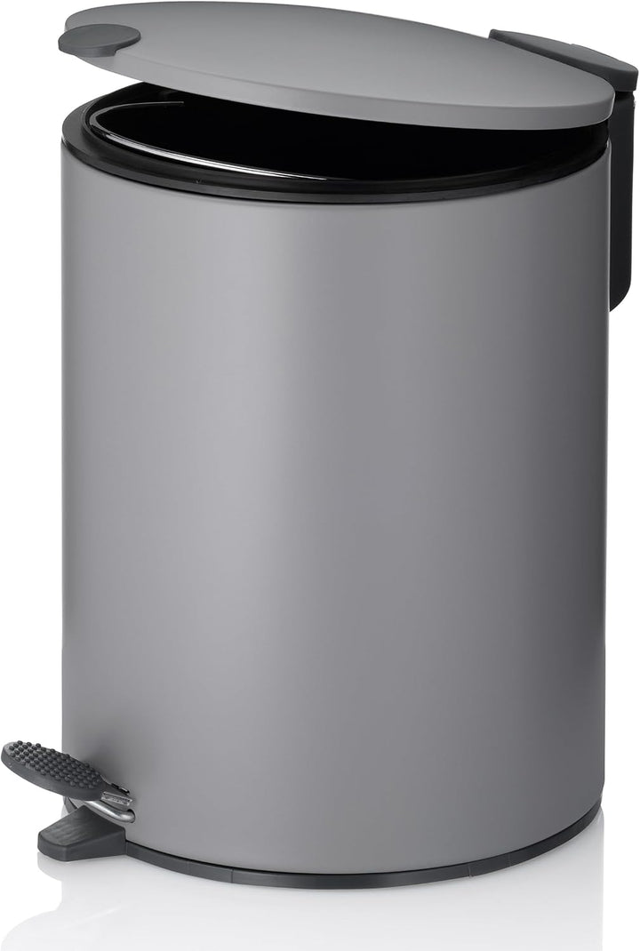 kela Kosmetikeimer Mats, 5 L, Ø 20,5 cm, Metall, hellgrau, Silent-Close, herausnehmbarer Inneneimer