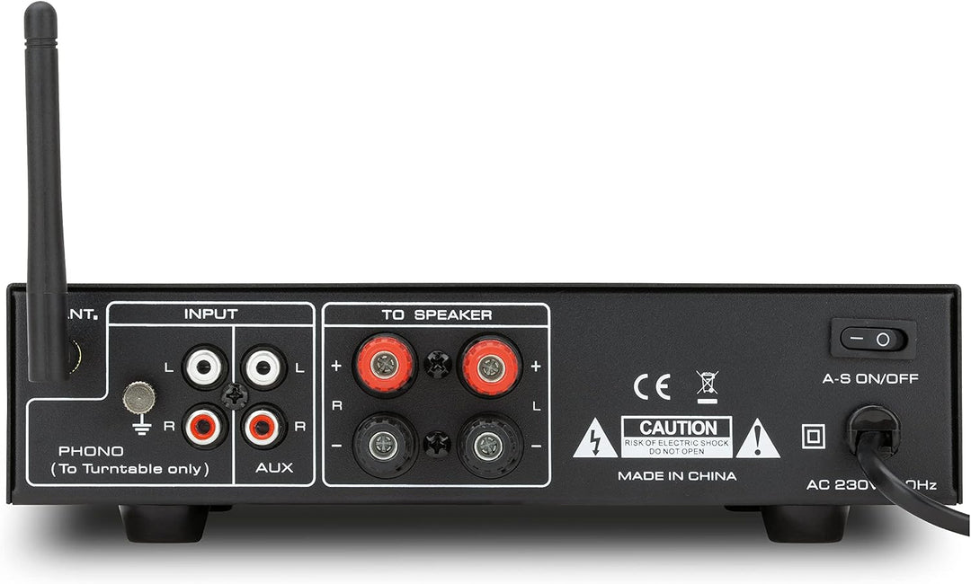 Dynavox VP-40 Stereo-Verstärker, kompakter HiFi-Verstärker mit Phono-Eingang für Plattenspieler, BT-