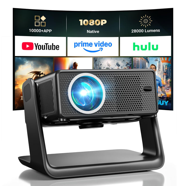 Beamer Kompatibel mit Netflix 28000 Lumen, Smart Beamer 4K unterstützt Native 1080P, WLAN 6 und Blue