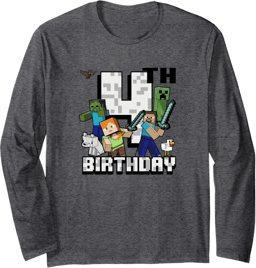Minecraft-Gruppenfoto Alles Gute zum 4. Geburtstag Langarmshirt