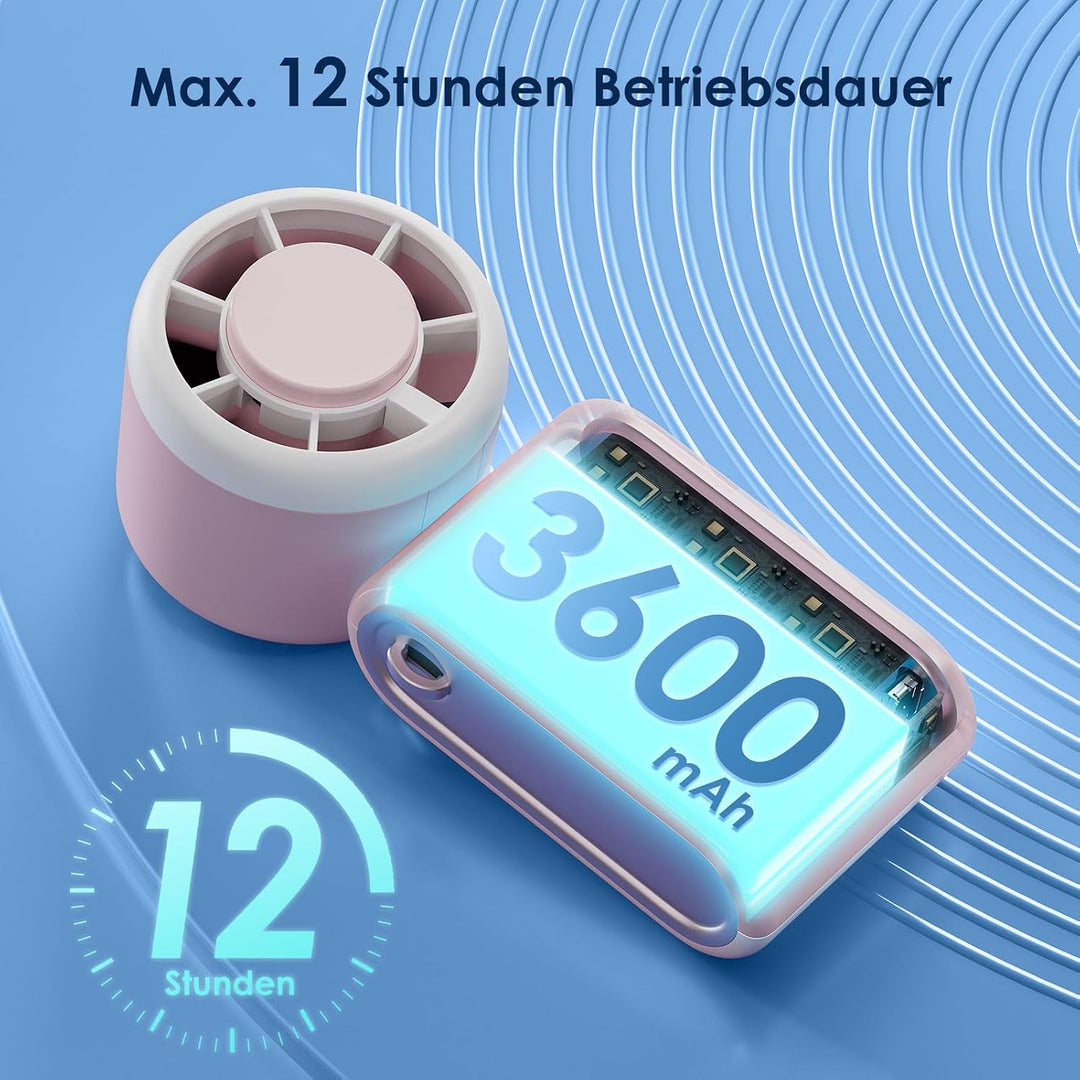 Handventilator Tragbarer Mini Ventilator, Turbo Ventilator mit 100 Stufen und LED Display, 3600mAh W
