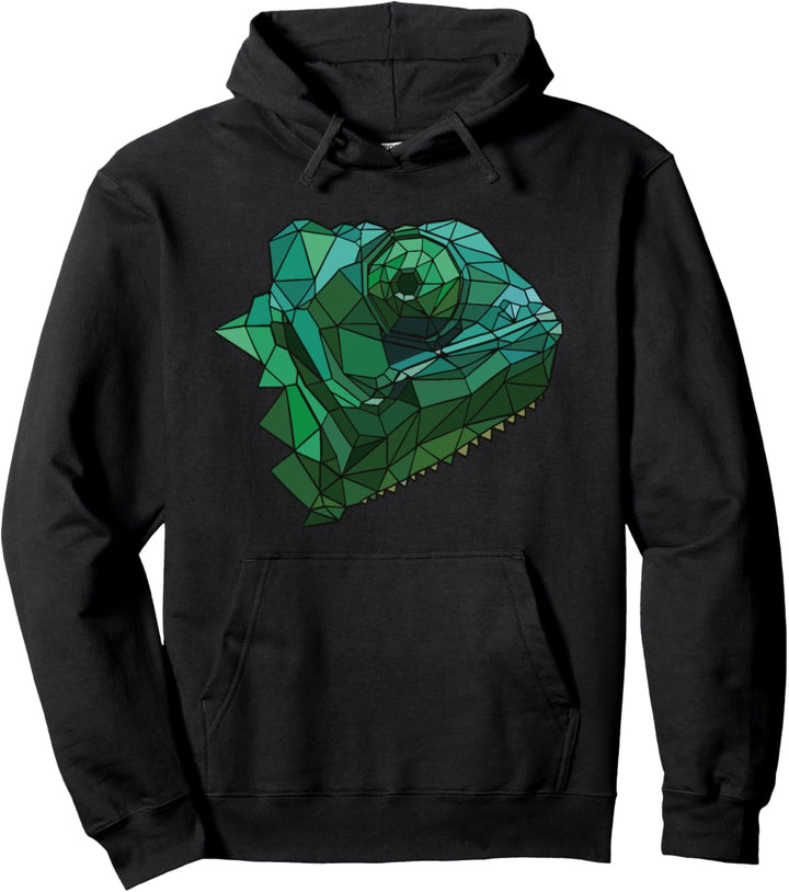 Polygon Chamäleon Kopf Terrarium Terraristik Echse Reptilien Pullover Hoodie