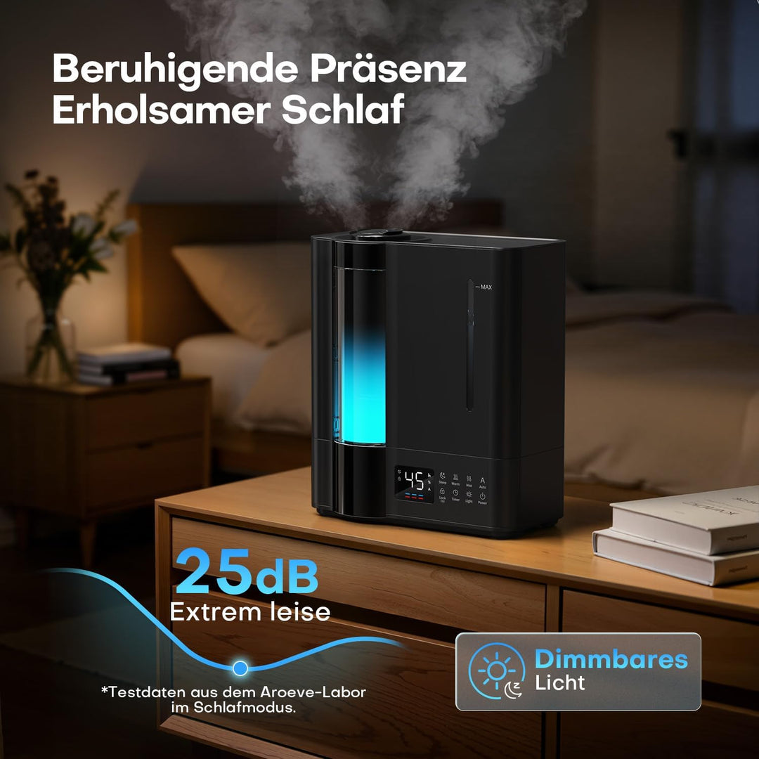 AROEVE 8L Luftbefeuchter Schlafzimmer, Warm- &amp; Kaltnebel Luftbefeuchter für grosse Räume, Befüllung
