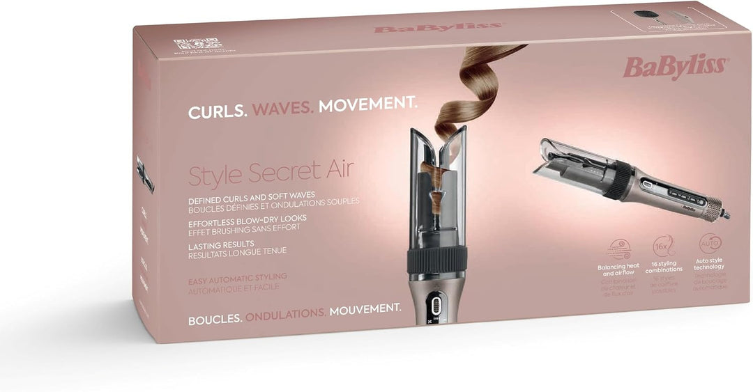 BaByliss Style Secret Air Automatisch Lockenstab – 25mm mit sanfter Wärme &amp; Luftstrom, 48 Styling‑Ko