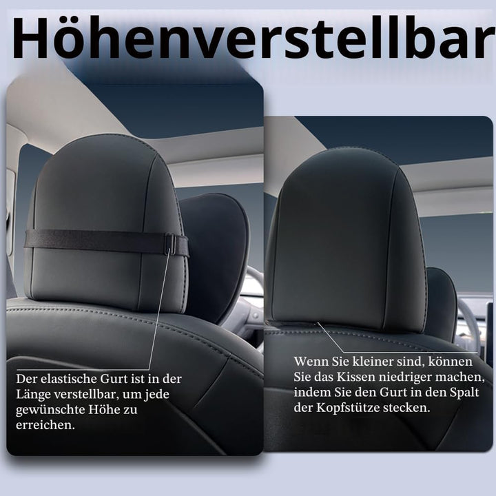 TESBEAUTY Upgraded Auto Kopfstützenkissen 2 Packungen Echtes Nappaleder Auto Nackenkissen Tesla Mode