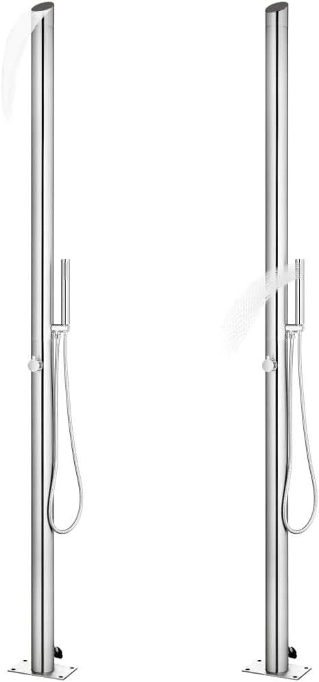 vidaXL Gartendusche mit Grauer Bodenplatte Pooldusche Campingdusche Camping Pool Aussen Dusche Ausse