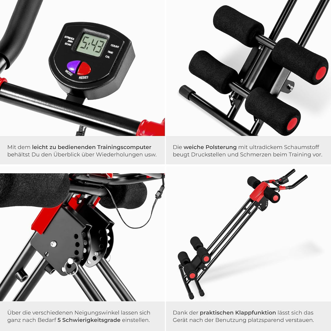 TecTake Bauchtrainer Rückentrainer AB Trainer mit Trainingscomputer | faltbar
